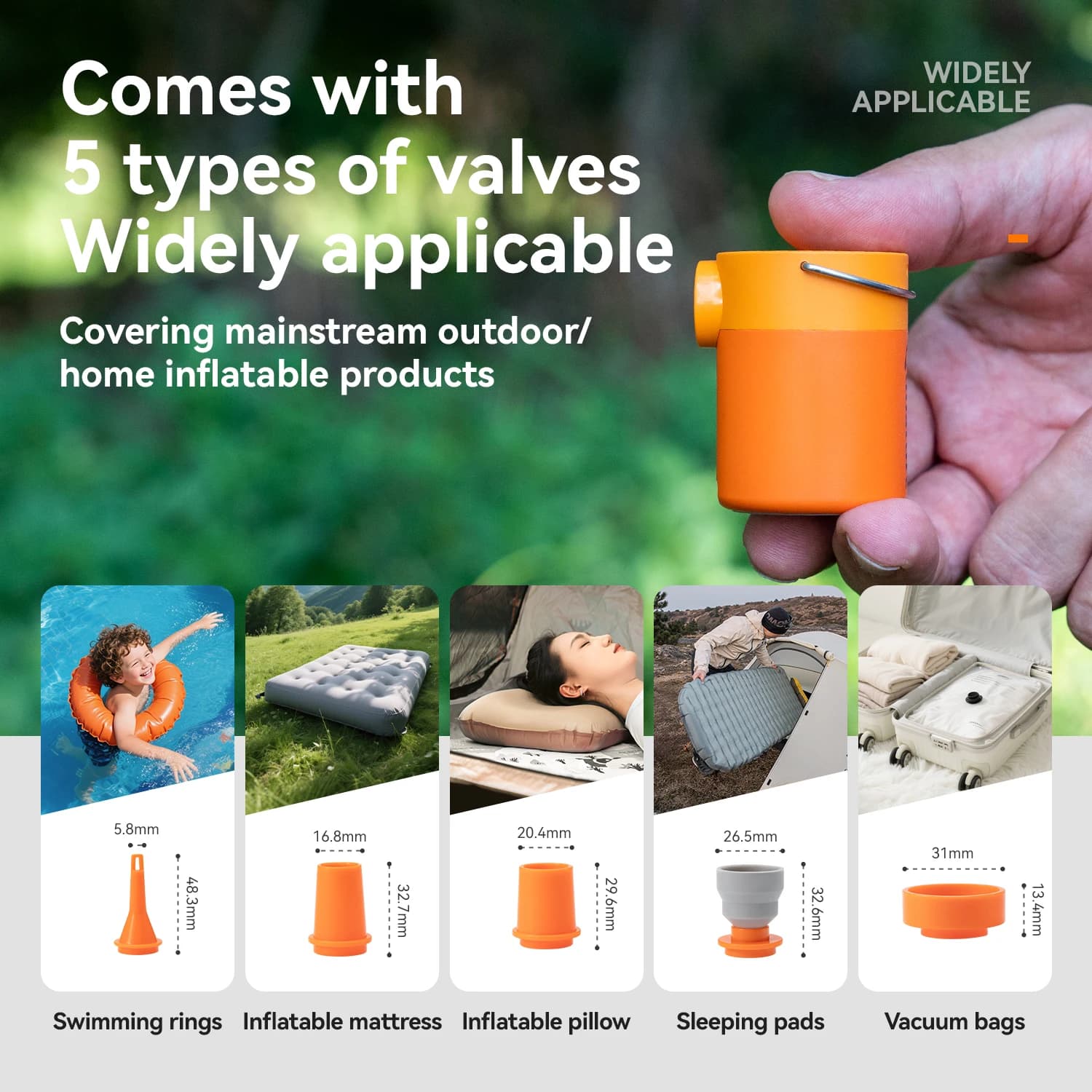 Qunature Air Pump – Lekka Pompka Elektryczna Campingowa, Mini Przenośny Inflator z Ładowaniem USB‑C