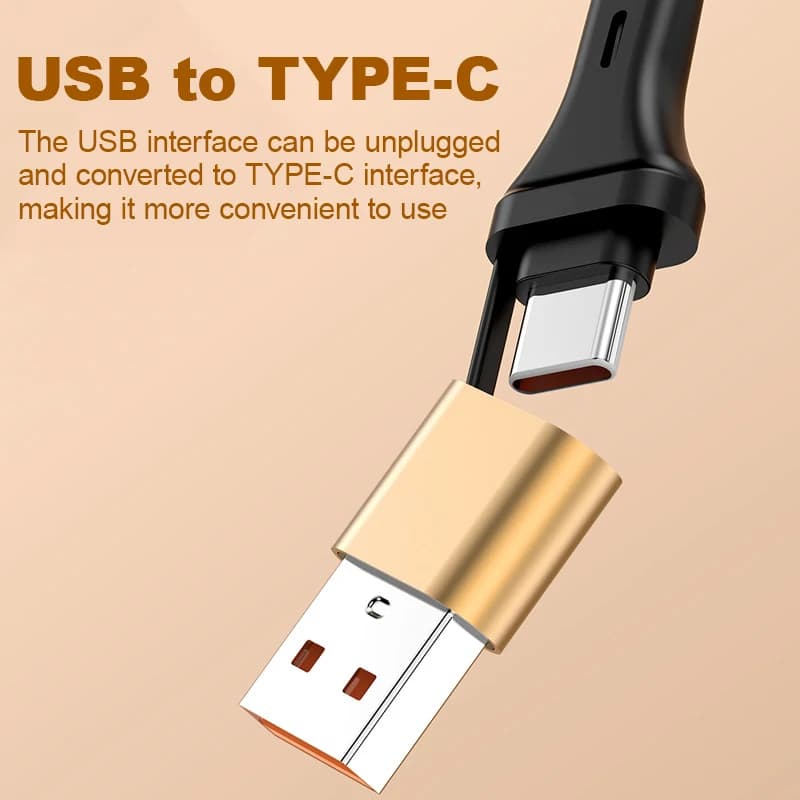 5A 120W 3 in 2 Fast USB C Cable for Huawei/Honor Retractable Portable Micro USB Type C Charger Cord For iPhone Samsung