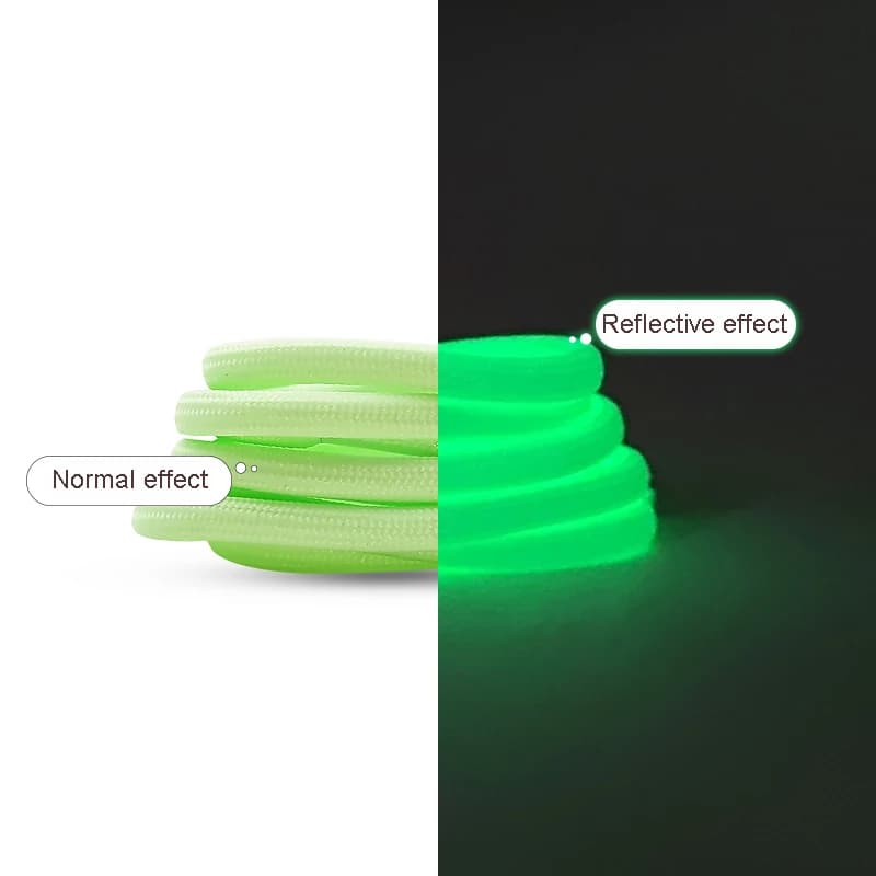 Sznurówki świecące w nocy – okrągłe, fluorescencyjne, dla dorosłych i dzieci, idealne do do trampek i obuwia sportowego.