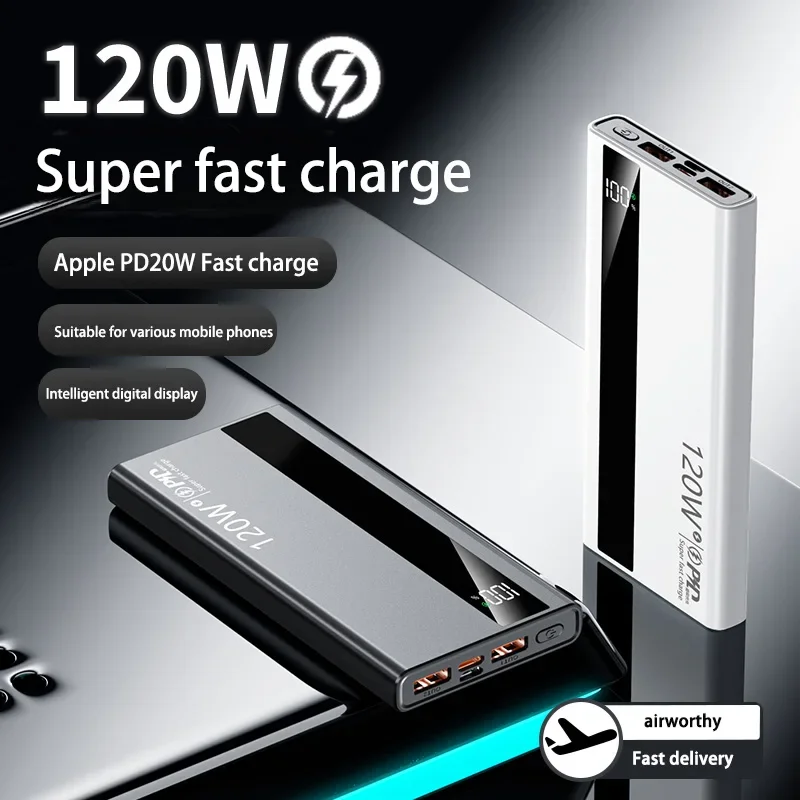 Powerbank 200000mAh 120W – Superszybkie Ładowanie, Wysoka Pojemność  iPhone, Samsung, Huawei, Xiaomi