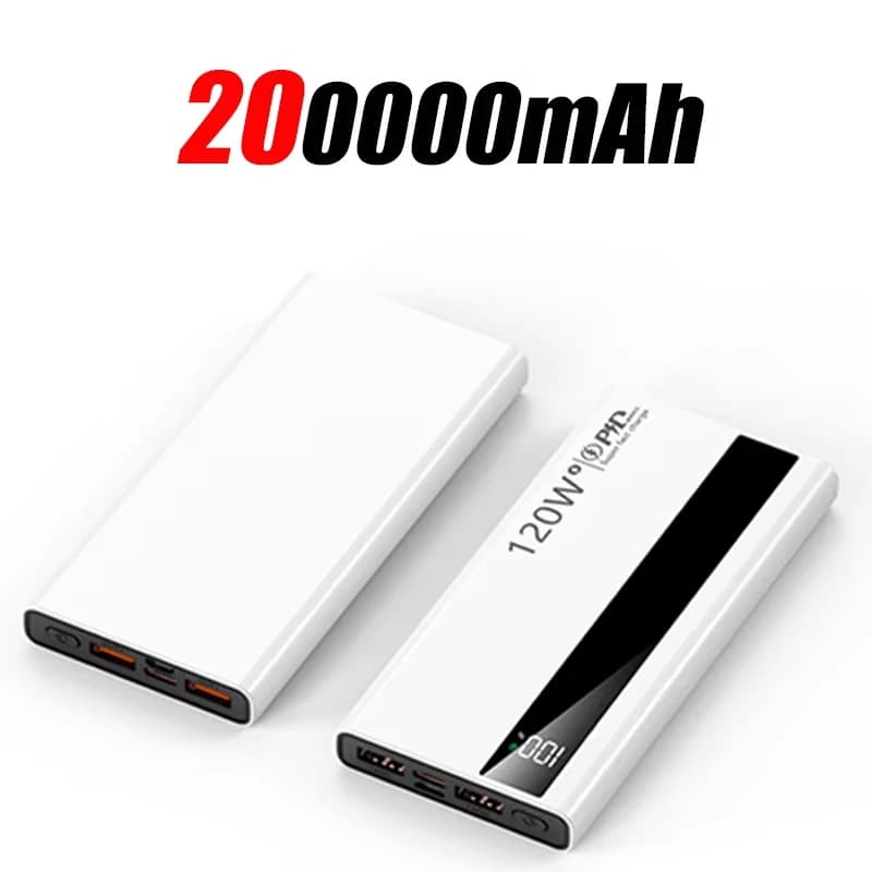 Powerbank 200000mAh 120W – Superszybkie Ładowanie, Wysoka Pojemność  iPhone, Samsung, Huawei, Xiaomi