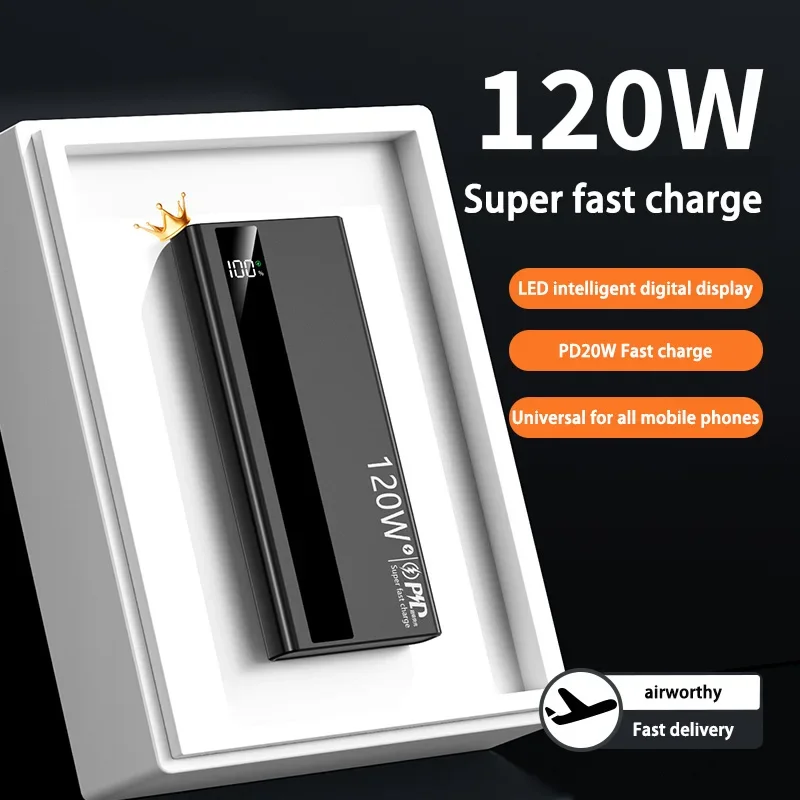 Powerbank 200000mAh 120W – Superszybkie Ładowanie, Wysoka Pojemność  iPhone, Samsung, Huawei, Xiaomi