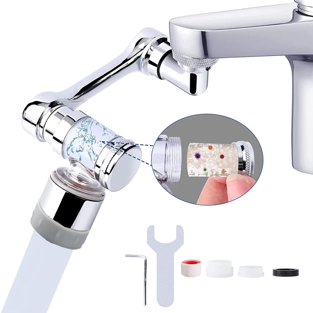 Universal Dual Modes Faucet Extender with Filter Metal 1080 Swivel Tap Bubbler Nozzle Sprayer Filtered Kitchen Faucet Extension
