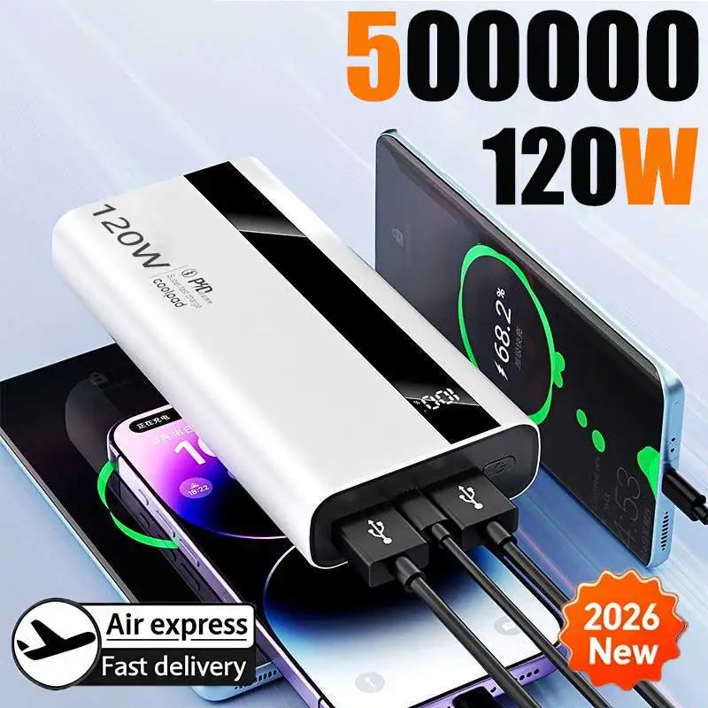 Powerbank 200000mAh 120W – Superszybkie Ładowanie, Wysoka Pojemność  iPhone, Samsung, Huawei, Xiaomi