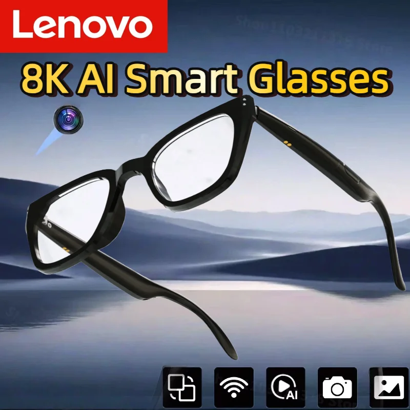 Lenovo Smart Glasses 8K AI – Inteligentne Okulary z Kamerą HD, Bluetooth, Tłumaczeniem i Fotochromowymi Szkłami
