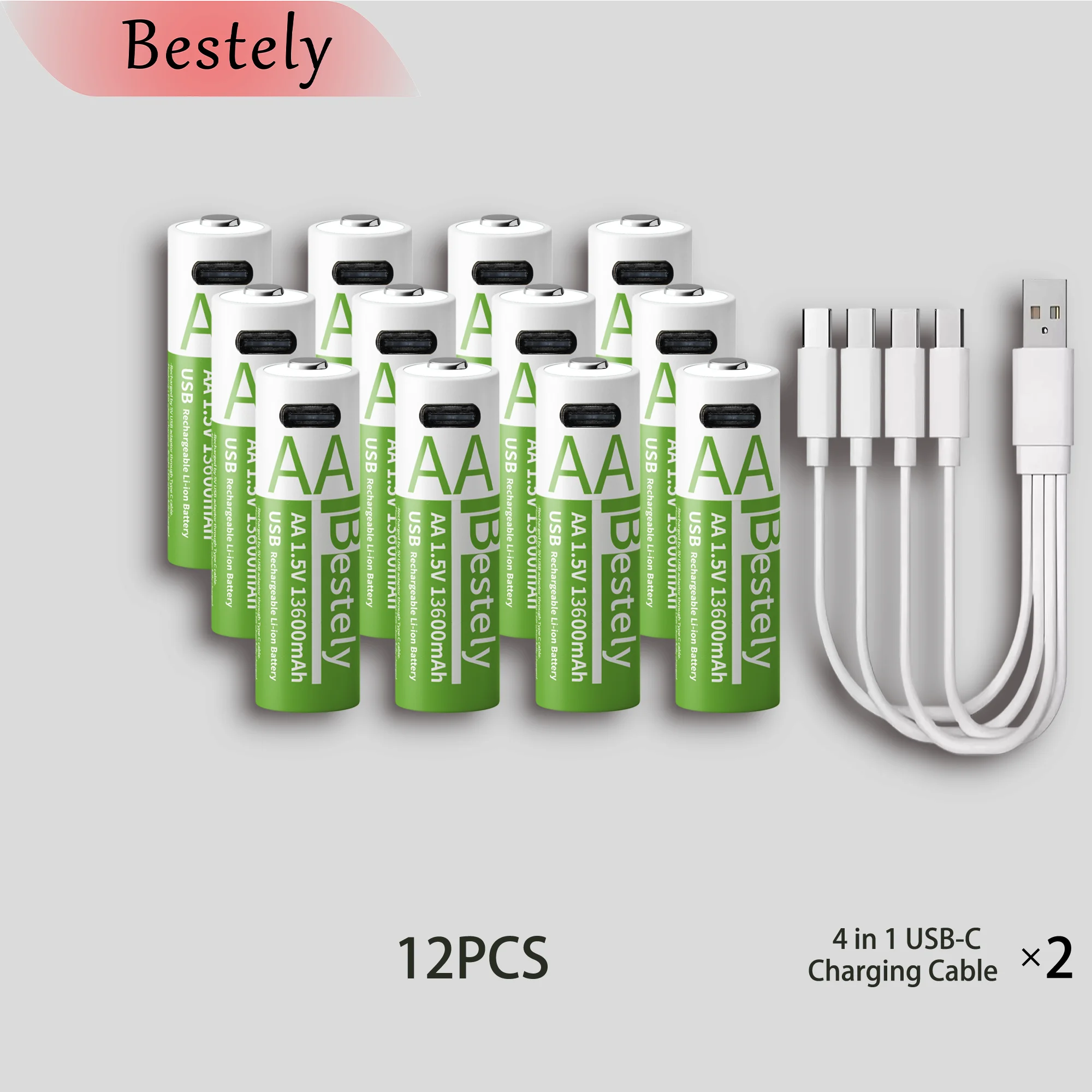 Baterie Li-On Bestely AA 13600mAh 1.5V - Akumulatory o ultrawysokiej pojemności z szybkim ładowaniem USB‑C.