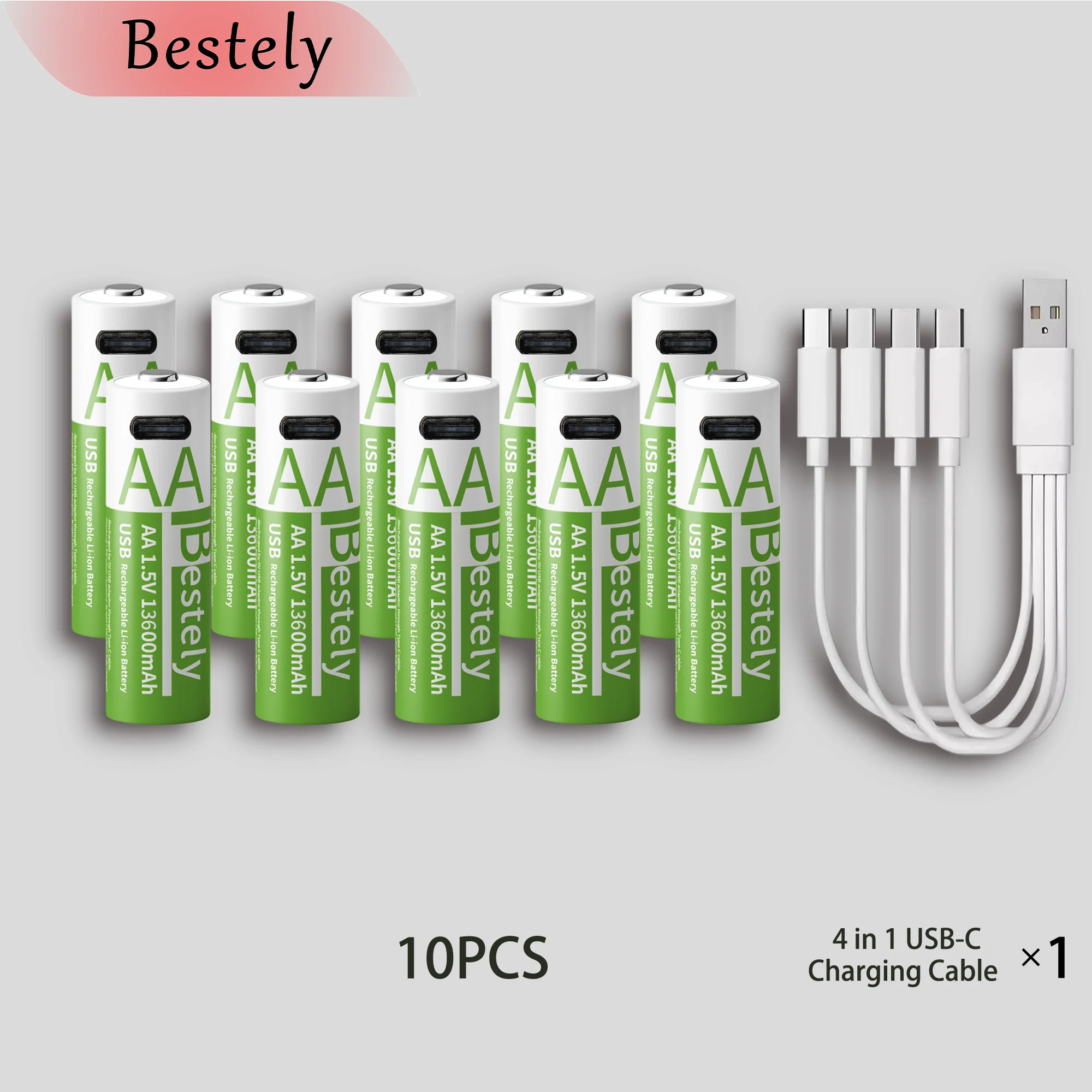 Baterie Li-On Bestely AA 13600mAh 1.5V - Akumulatory o ultrawysokiej pojemności z szybkim ładowaniem USB‑C.