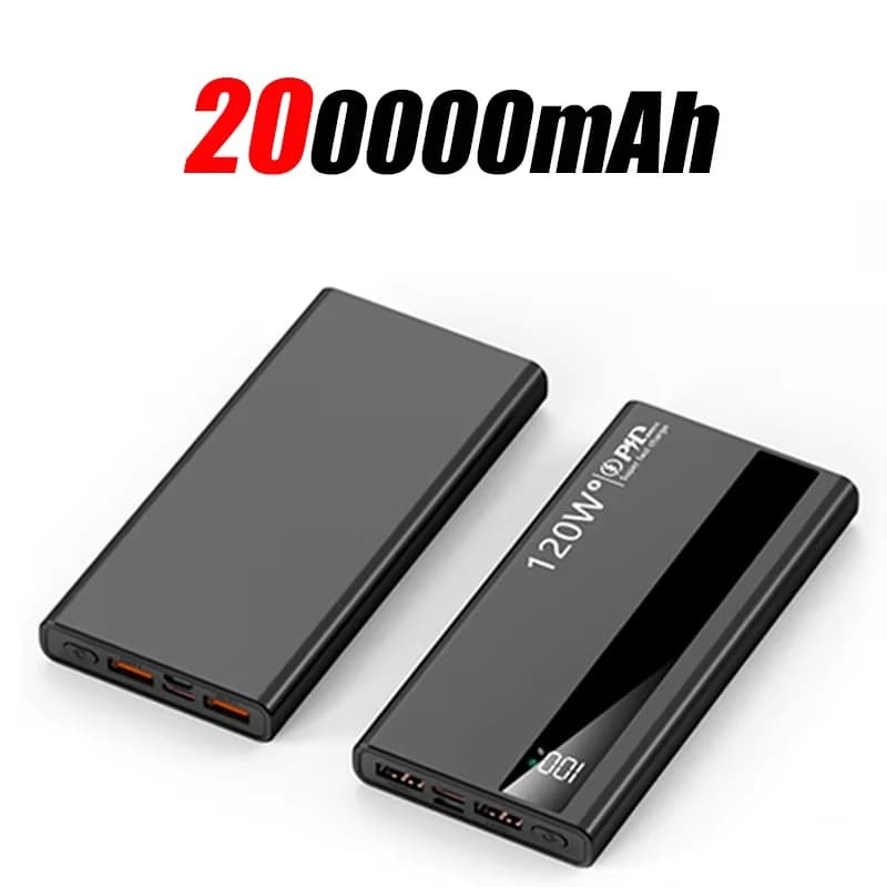 Powerbank 200000mAh 120W – Superszybkie Ładowanie, Wysoka Pojemność  iPhone, Samsung, Huawei, Xiaomi