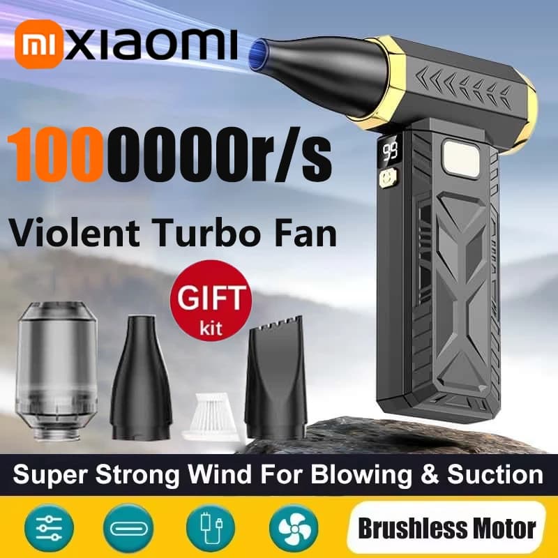 Xiaomi 2in1 Violent Fan 1000000RPM Super Powerful Air Blower Vacuum Blowing Suction For Dust Cleaner Brushless Turbo Strong Wind