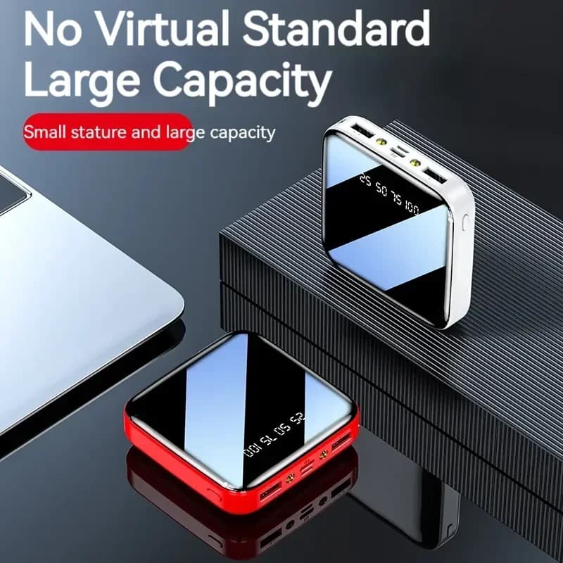 Powerbank Mini 200000mAh – Lusterko, Ekran LED, Przenośna Ładowarka dla iPhone i Huawei