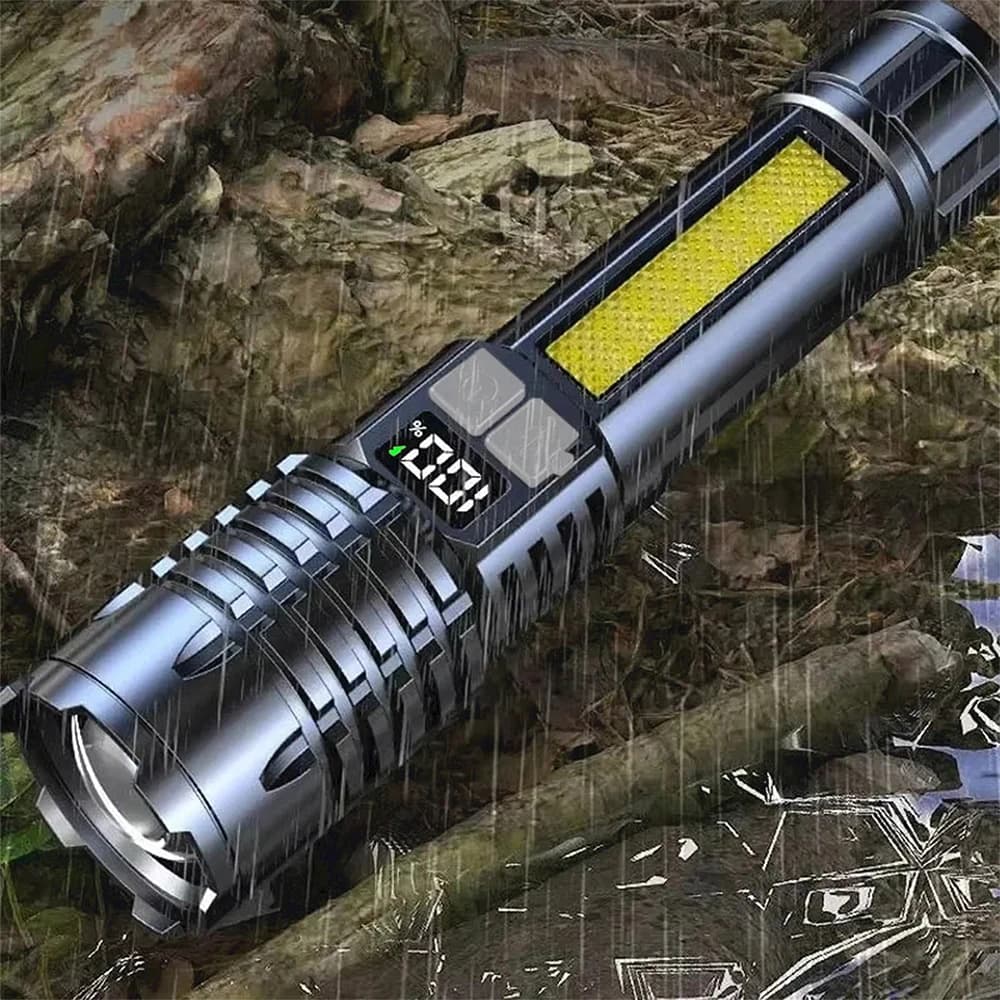 Mocna Latarka LED z Bocznym Światłem COB – Ładowanie Type‑C, Idealna na Camping i Outdoor