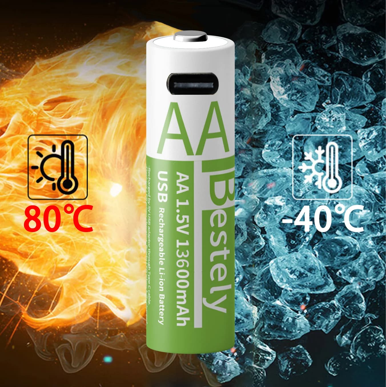 Baterie Li-On Bestely AA 13600mAh 1.5V - Akumulatory o ultrawysokiej pojemności z szybkim ładowaniem USB‑C.