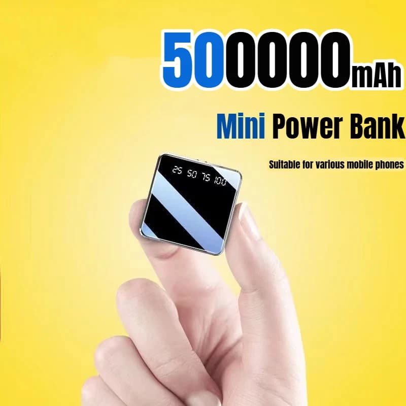 Powerbank Mini 200000mAh – Lusterko, Ekran LED, Przenośna Ładowarka dla iPhone i Huawei
