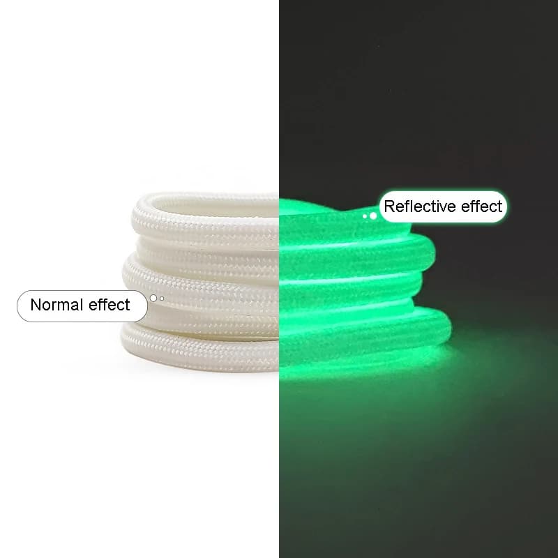 Sznurówki świecące w nocy – okrągłe, fluorescencyjne, dla dorosłych i dzieci, idealne do do trampek i obuwia sportowego.